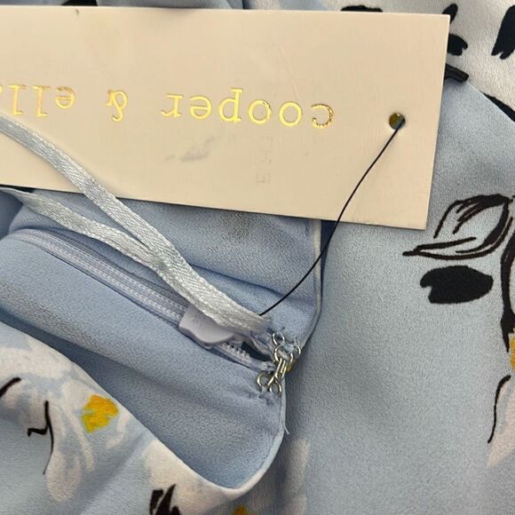 Cooper & Ella Women's Sleeveless Floral Ruffled Accent Blue Mini Dress Size S NW - Picture 10 of 13